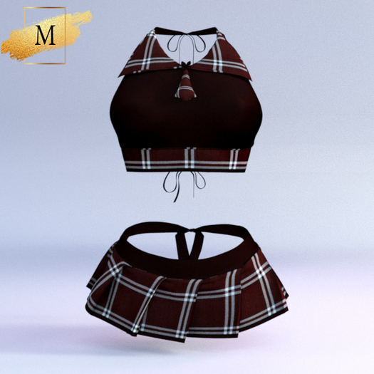 Second Life Marketplace Brown Uniform Outfit Maitreya Petite
